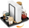 STWWO Servilletero de Mesa Servilletero Giratorio Negro Soporte Servilletas Verticalde con Caddy para salero y pimentero Dispensador de Servilletas para Decor de Cocina Comedor Bar, Metal y Madera