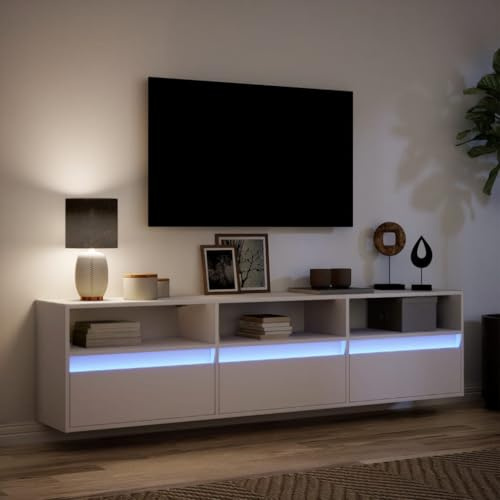 IKAYAA Mobile Porta TV 180 cm Mobile TV Soggiorno 180 cm Mobile Porta TV con LED 180 Mobili Soggiorno Mobile TV moderno-Bianco-180 cm