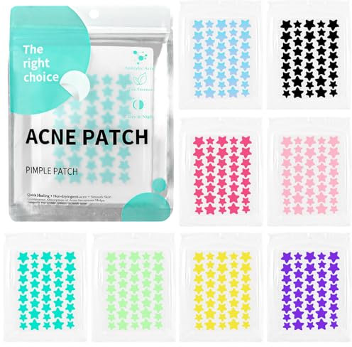 VMUTGA 320 Stück Pimple Patches, 3 Größen Pickel Patch Sterne mit Teebaumöl Salicylsäure Hydrokolloid Pflaster Anti Pickel Patches Wasserdichte Atmungsaktive Tag und Nacht Akne Patches (10/12/14 mm)