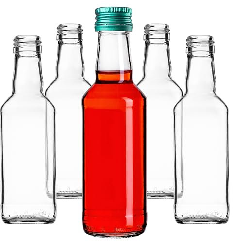 KADAX Glasflaschen zum Befüllen, 200ml, 50 Stück, leere Likörflaschen mit Schraubverschluss, Saftflaschen, Flaschen für Likör, Schnapsflaschen (Grün)