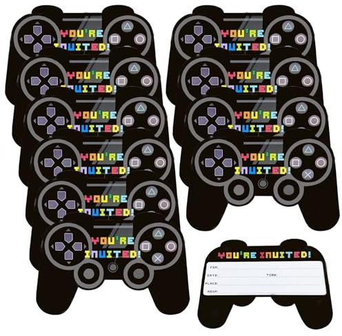 36Pcs Cool Video Game Themed Birthday Party Invitations Paper Invite Cards Party Decor Supplies for Boys Gaming Birthday Celebration
