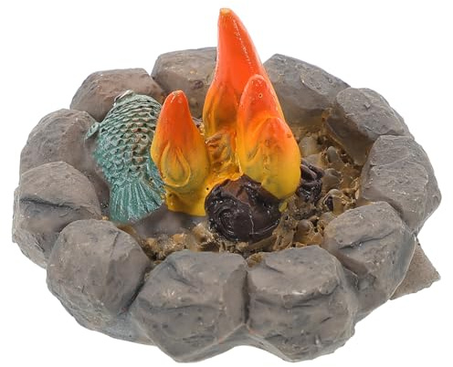 HEALSOPTHY Mini Lagerfeuer Für Puppenhaus Zubehör Miniatur-Feuermodell Mit Realistischem Flammeneffekt Lagerfeuer Deko Für Mikro-Landschaft Rollenspiel Und Szene 2.17X2.17X1.38 in