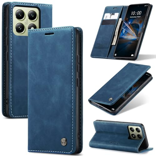 Azororo Cover per Xiaomi 14T 5G, Premium PU Pelle Custodia, Magnetica Carta Fessura Portafoglio Case, Flip Cavalletto Custodia per Xiaomi 14T - Blu