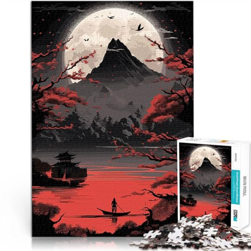 Teenager-Puzzles 2000 Teile Herausfordernd Schwierig Japanische Rot-Schwarz-Kunst Einzigartige Wohndekoration und Geschenke70x100cm