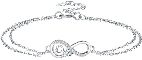 J.MUEN Unendlichkeit Armband Damen 925 Sterling Silber Armband mit Keltisches Symbol Frauen Schmuck Valentinstag Muttertag Geburtstags Hochzeits Jubiläum
