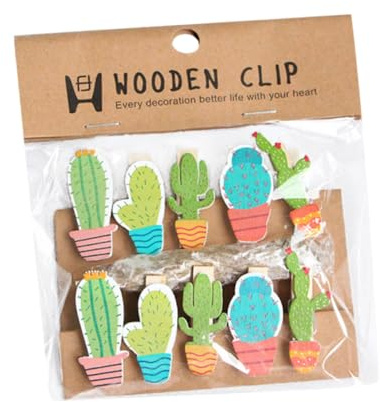 VALICLUD 10 Piezas Clips de Madera Cactus para Fotos DIY Pinzas Decorativas Versátiles para Colgar Notas y Fotos Accesorios para Decoración de Paredes y Manualidades