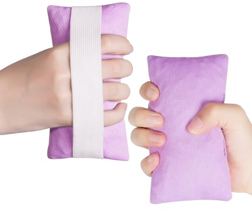 BOLGRLONG 2PC Palm Protector Filled with PE Hose, Hand Contracture Cushions Made of Breathable Fabric, Finger Grip with Elastic Band for Stroke Hand, Arthritis Parkinson Dementia (Purple)