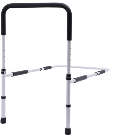 gktJSSAw Bed Rails for Elderly Adults Safety Adjustable Heights Storage Pocket Assist Support Side Railings for Seniors Citizens Slides Under Mattressbed Cane Bed Guard Bed Handles Bars (white)