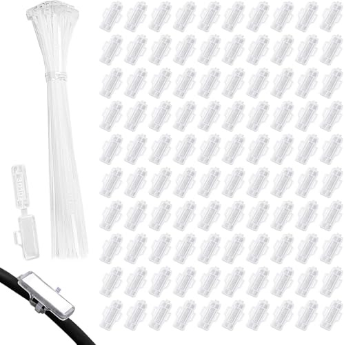 Yooyan Lot de 100 étiquettes de câbles transparentes - Contient 100 marqueurs de câbles, 100 serre-câbles, 100 étiquettes, étiquette de câble - Clip pour étiquetage de câbles de toutes sortes