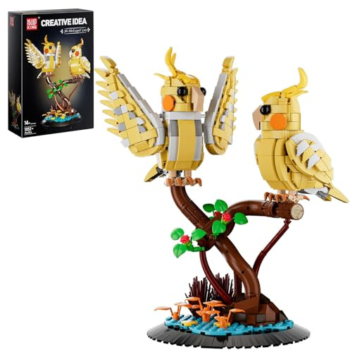 Mould King Papagei Bauspielzeug Tiere Klemmbausteine Exotischer Blume Papagei Bausteine Tier Display Modell Deko Kompatibel mit Andere Marke(1052 Teile)