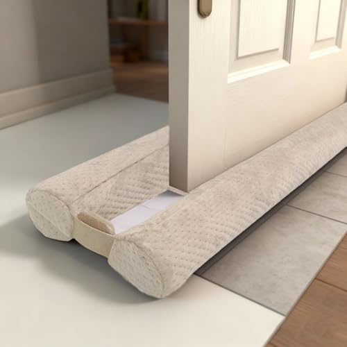 Zugluftstopper für Türen 81-99CM Türdichtung Unten Ohne Kleben Rückstandlos Tür Luftzugstopper - Energiesparend -Schalldichte Windstopper für Haustüren Dichtung Windschutz, Beige