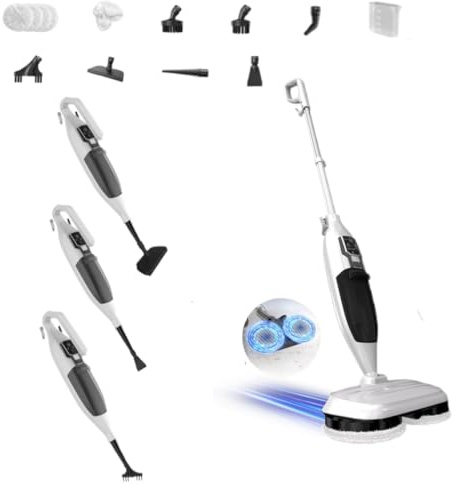 PUREBEAR Steam Mop Cleaner For Home With 4 Replacement Pads, 3 Adjustable Steam Setting, MultiPurpose Handheld Steamer Cleaning for Hardwood Floors, Clothes,Windows,Tiles, Grout