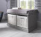 Tetbury Grey Bench with 2 White Baskets. Hallway storage bench with matching cushion seat. Very sturdy, FULLY ASSEMBLED