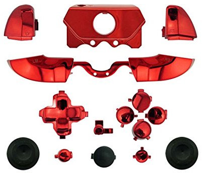 WPS Chrome ABXY Dpad Triggers Full Buttons Set Mod Kits for Newest Xbox One Controller (3.5mm Port) with Screwdriver (Torx T6 T8) Set (Chrome Red)