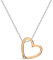MIORE - Collana Cuore in Oro Rosa e Bianco con Diamante Naturale, Vero Oro 9KT 375 - Catenina con Pendente Cuore Lucido e Brillante - Ciondolo anallergica con Catena. Catenina lunga Cm.45.