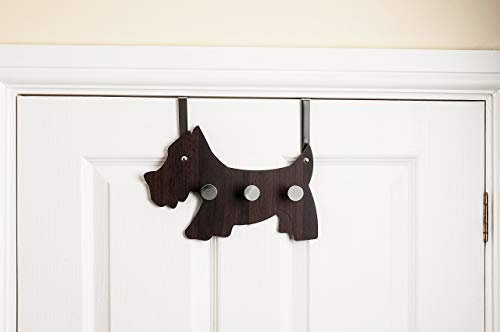 Headbourne HR0236C 3 Coat Hook Scotty Dog Design Over the Door Hanger, Dark