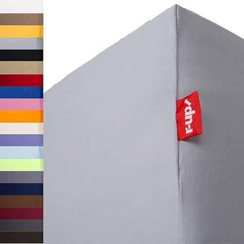 r-up Beste Spannbettlaken 90x200-100x220 bis 35cm Höhe viele Farben 95% Baumwolle / 5% Elasthan 230g/m² Oeko-TEX stressfrei auch für hohe Matratzen (Silbergrau)