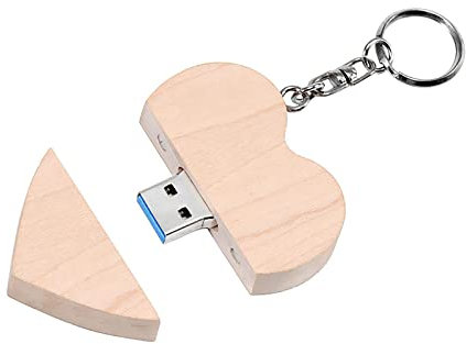 FeliSun Speicherstick USB Stick USB-Flash-Laufwerk Customized Holz Herz USB3.0 Flash Drive Pendrive High Speed Memory Stick Externe Speicher Fotografie Hochzeitsgeschenke (Light Color, 16GB)