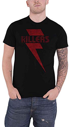 The Killers T Shirt Red Bolt Band Logo New Official Mens Black