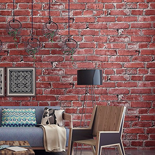Papier peint imitation rouille toscane mur de briques imitation rouille - Aspect réel - 50 m² (Rouge)