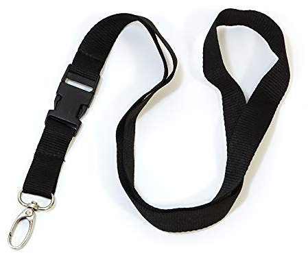 Schlüsselbänder 50 Stück 20 mm Lanyard mit Clip und Egg Hook Schlüsselband unbedruckt (Schwarz)