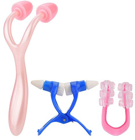 Nose Shaper Kit, 3pcs Nose Shaper Massagerolle + Begradigung Beauty Clip + Nase Up Clip Korrektur Set für Dame(B)