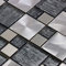 Luxury Textured Grey Glass & Brushed Steel Mix Mosaic Wall Tile Sheet 8mm