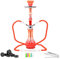 Mianova Orientalische 2 Schlauch Wasserpfeife Nargile Hookah Design Shisha Set 45cm mit 5 Mundstücke Zange 1 Rolle Kohle Silber Rot