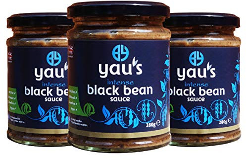 Yau's Black Bean Sauce (3x280g), gluten free, nut free, no UPFs, No MSG. All-natural, intense flavour with less salt. For stir-frys.