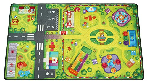 HuggyPlay Spielteppich Freizeitpark Kinderteppich 90 x 150 cm