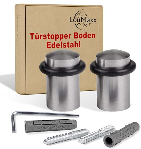 LouMaxx Türstopper Boden zum Schrauben - 2er Set - Bodentürstopper Edelstahl inkl. Montagematerial
