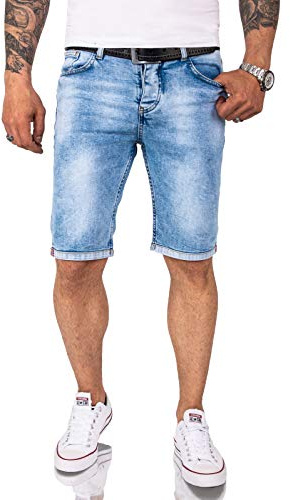 Rock Creek Herren Shorts Jeansshorts Denim Short Kurze Hose Herrenshorts Jeans Sommer Hose Stretch Bermuda Hose RC-2207 Hellblau W31