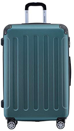 BEIBYE- Hartschalenkoffer Koffer Trolley Rollkoffer Reisekoffer Zahlenschloß 4 Zwilings-Rollen (Forest-Green, Large-76cm)