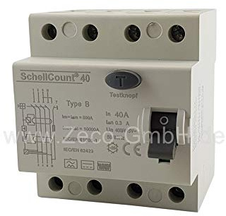 FI/RCD Typ B - Allstromsensitiv - 40A 4-Polig 0,3A / 300mA Fehlerstromschutzschalter