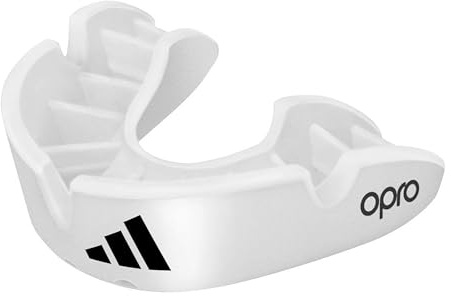 adidas Mundschutz für Erwachsene und Kinder, für Boxen, Rugby, Hockey, MMA, Kampfsport, OPRO Bronze (weiß, Senior)