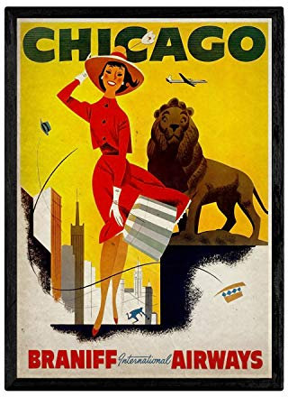 Nacnic Vintage Poster Chicago. Blätter für Interieur mit klassischen und antiken Werbebildern zu dekorieren. Gemälde Retro-Dekor. A4-Format