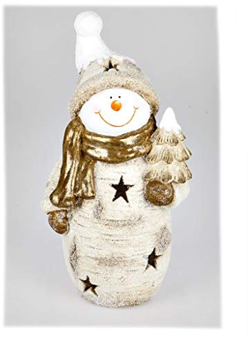 Großer Formano Dekorativer Schneemann für Winter und Weihnachten 47cm als Windlicht für Lichterkette o. Kerze - Deko im Haus