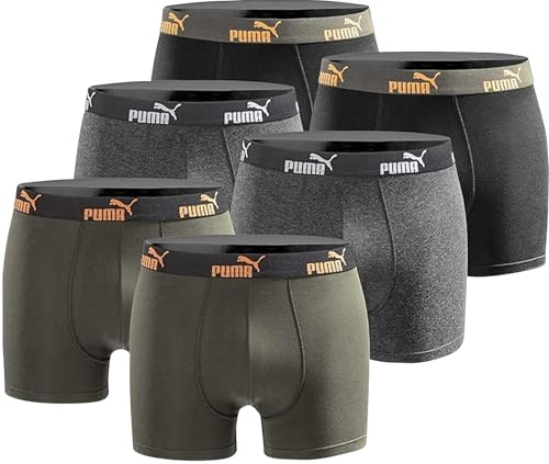 PUMA Boxershort 6er Pack Herren Basic Black Limited Edition - New Orange Power - Gr. XXL
