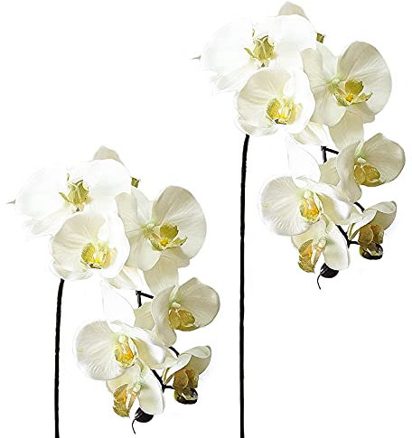 SJDWDX - Fiori artificiali di orchidea falaenopsi, con rami di orchidea realistica e a stelo lungo, per casa, ufficio, matrimonio, decorazione (bianco)
