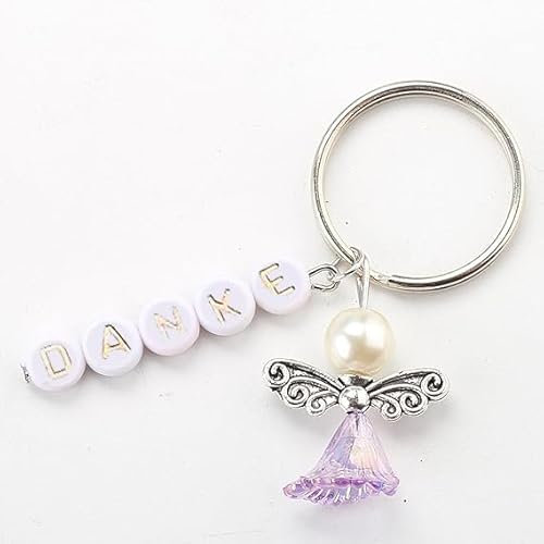 HERZWILD 45 Sets Schutzengel selber Machen Set danke Schlüsselanhänger Engel Charm Perlenengel Anhänger für DIY Hochzeit Schmuck Halskette Basteln (rose gold)