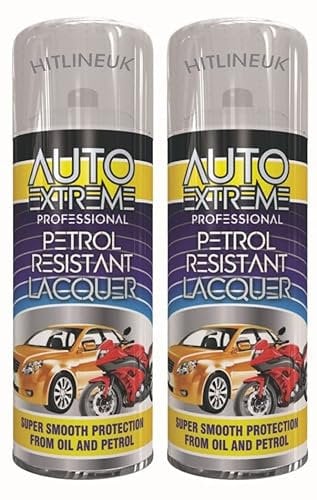 HitlineUK Clear Lacquer, Gloss Aerosol Spray Finish and Sealer Petrol Resistant Indoor or Outdoor Surfaces 400ml (2 Cans)