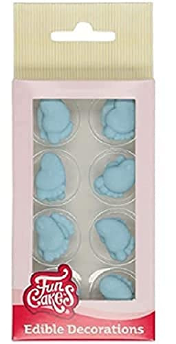 FunCakes Sugar Decorations, Figurines en Sucre, Baby Feet Blue, 16 Pièces | Prêtes à l'Emploi pour la Décoration de Gâteaux, Parfaites pour Cupcakes, Muffins et Plus Encore, Décorations Comestibles