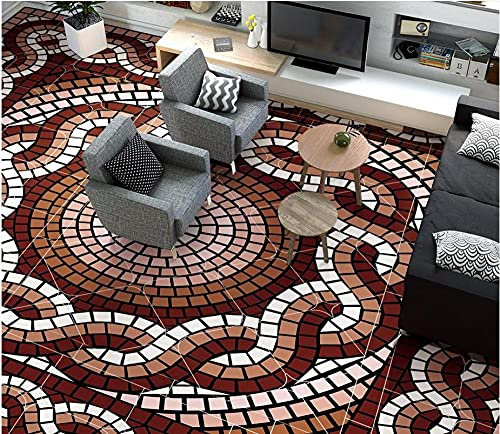 Home Decoration wasserdichter boden 3d mode retro geometrische blumenmuster bodenbelag bad pvc tapete-350 * 245cm