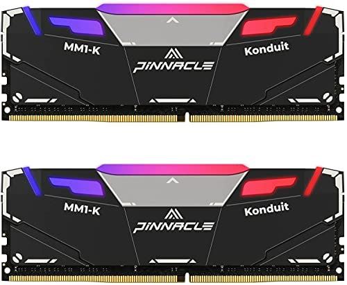 Timetec Pinnacle Konduit RGB 32GB KIT(2x16GB) DDR4 3200MHz PC4-25600 CL16-20-20-40 XMP2.0 Overclocking 1.35V Dual Rank Compatible for AMD and Intel Desktop Gaming PC Memory Module - Black