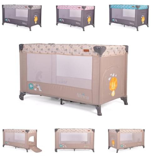 Cangaroo Reisebett Africa Laufstall Seiteneingang Matratze Sichtfenster Tasche, Farbe:beige