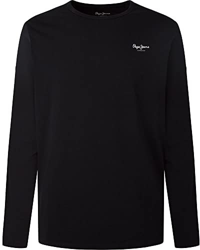 Pepe Jeans Original Basic Camiseta para Hombre Slim Fit Manga Larga Negro, XS