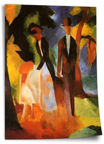 Printistico Poster August Macke - Leute am blauen See Kunstdruck ohne Rahmen, Wandbild - A4, A3, A2, A1, A0, XXL - Wohnzimmer, Schlafzimmer, Küche, Deko