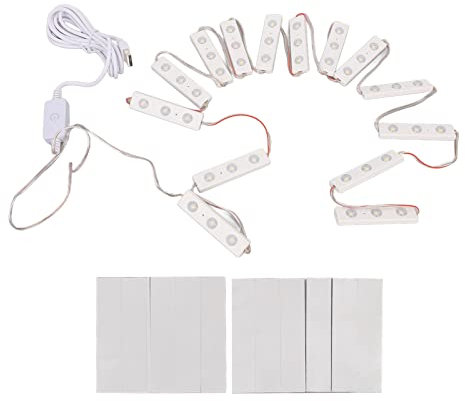 LED-Schminkspiegelleuchten Schminklicht 10 Lichterketten Ultrahelle Weiße LED Dimmbare Berührbare Lichtleiste USB-Spiegelleuchten für Schminktisch und Badezimmerspiegel(14 Saiten)