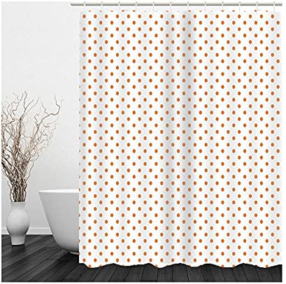 Banemi Duschvorhang Gewicht, Duschvorhang Befestigung Wand Weiß Roter Wellenpunkt Polyestergewebe 150X180cm für Eck Dusche mit 12 Duschvorhangringen