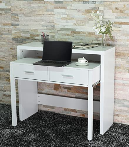 Arbeitsplatz, ausziehbar, Holz, Weiß